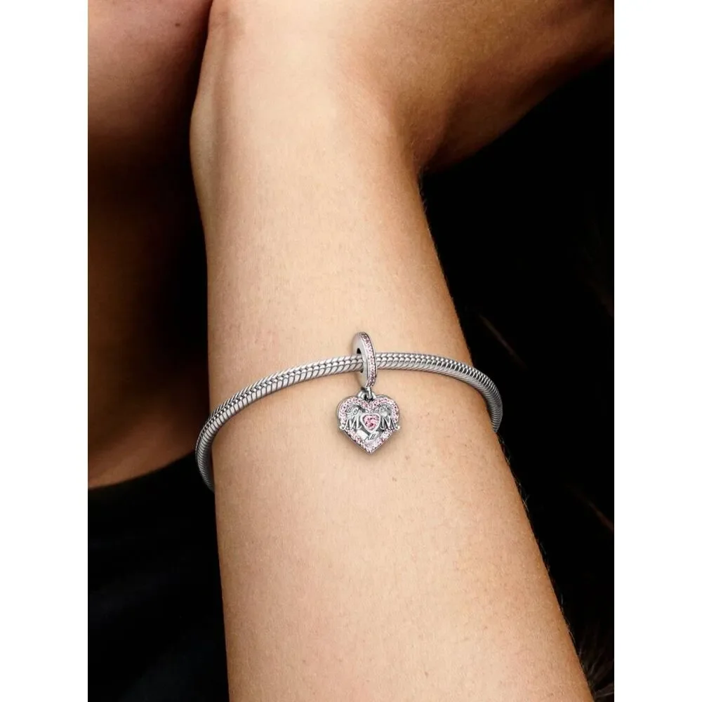 NWOT Mom Heart Pink Silver Pandora FIT Charm